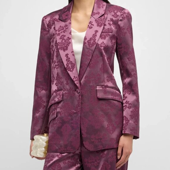 Cinq a Sept Women's Faye Floral Satin Jacquard Single-Button Blazer Sz 4 - Picture 1 of 11